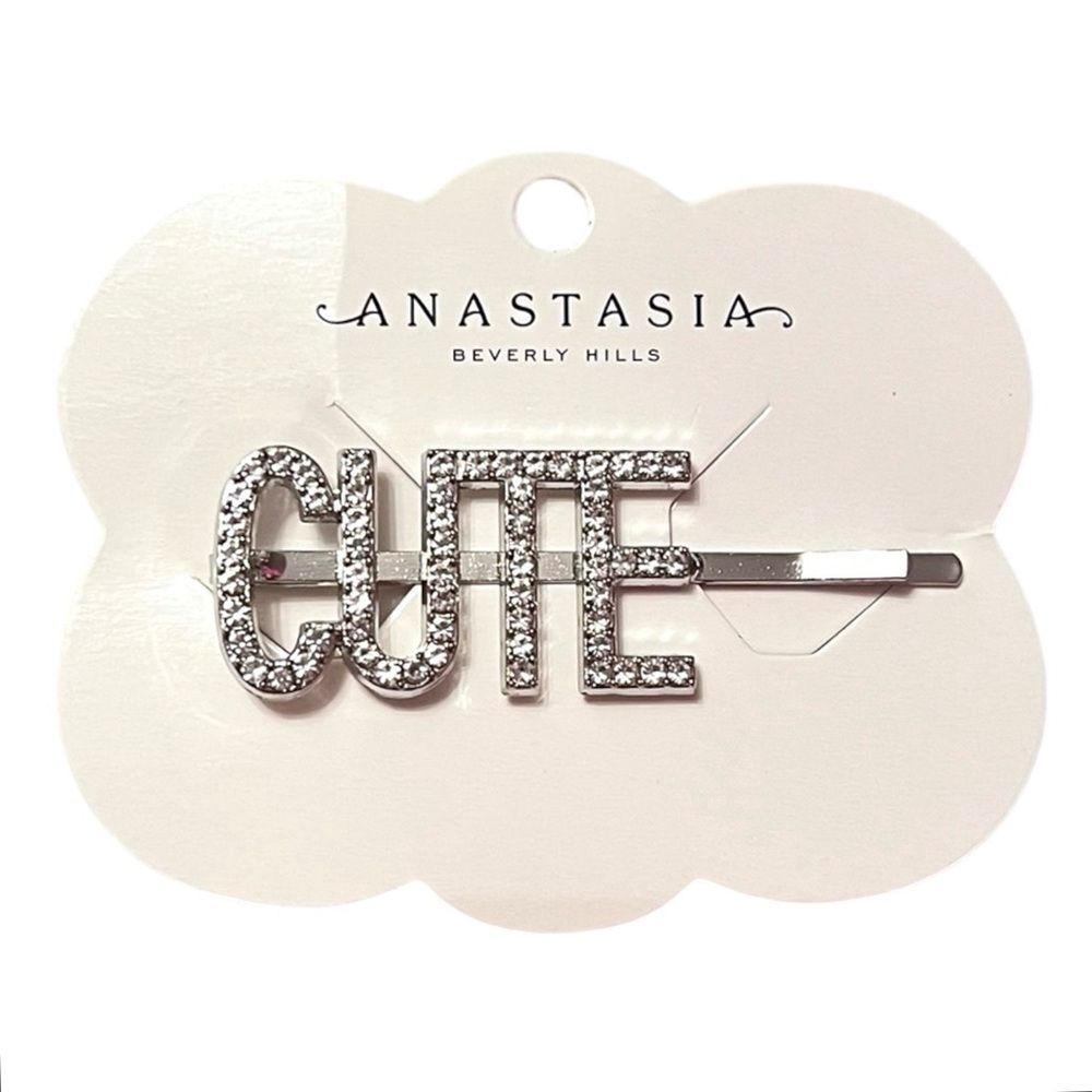 🤯5/$25🤯 Anastasia Beverly Hills Silver 'CUTE' Crystal Hair Clip